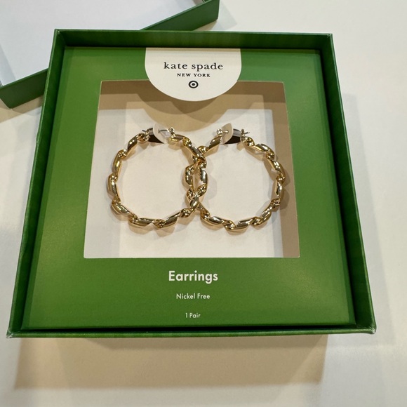 Kate Spade Chic Gold Twist Hoop Earrings - Picture 1 of 11